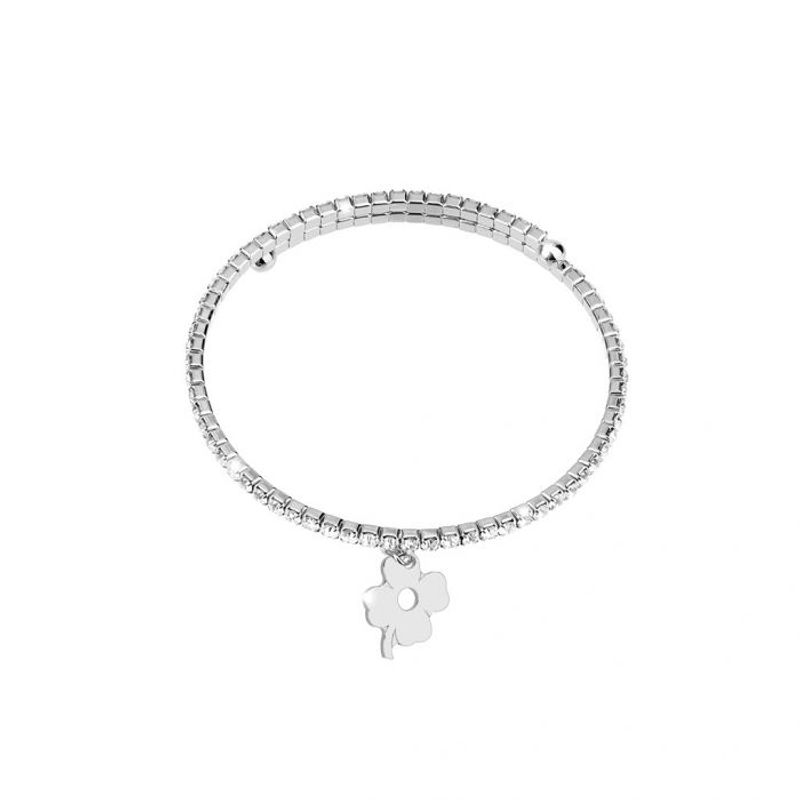 REBECCA CHILE - Pulsera de oro blanco y cristales modelo My World - Trébol