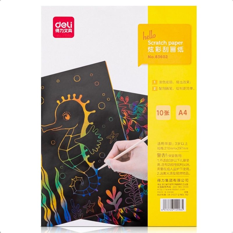 DELI - Juego De 10 Piezas De Papel De Arte Para Rascar Para Niños