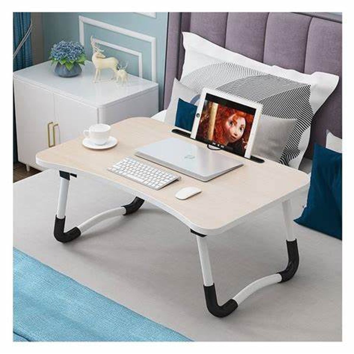 GENERICO - Mesa Cama Desayuno Madera Bandeja 40x60x28cm PIEL