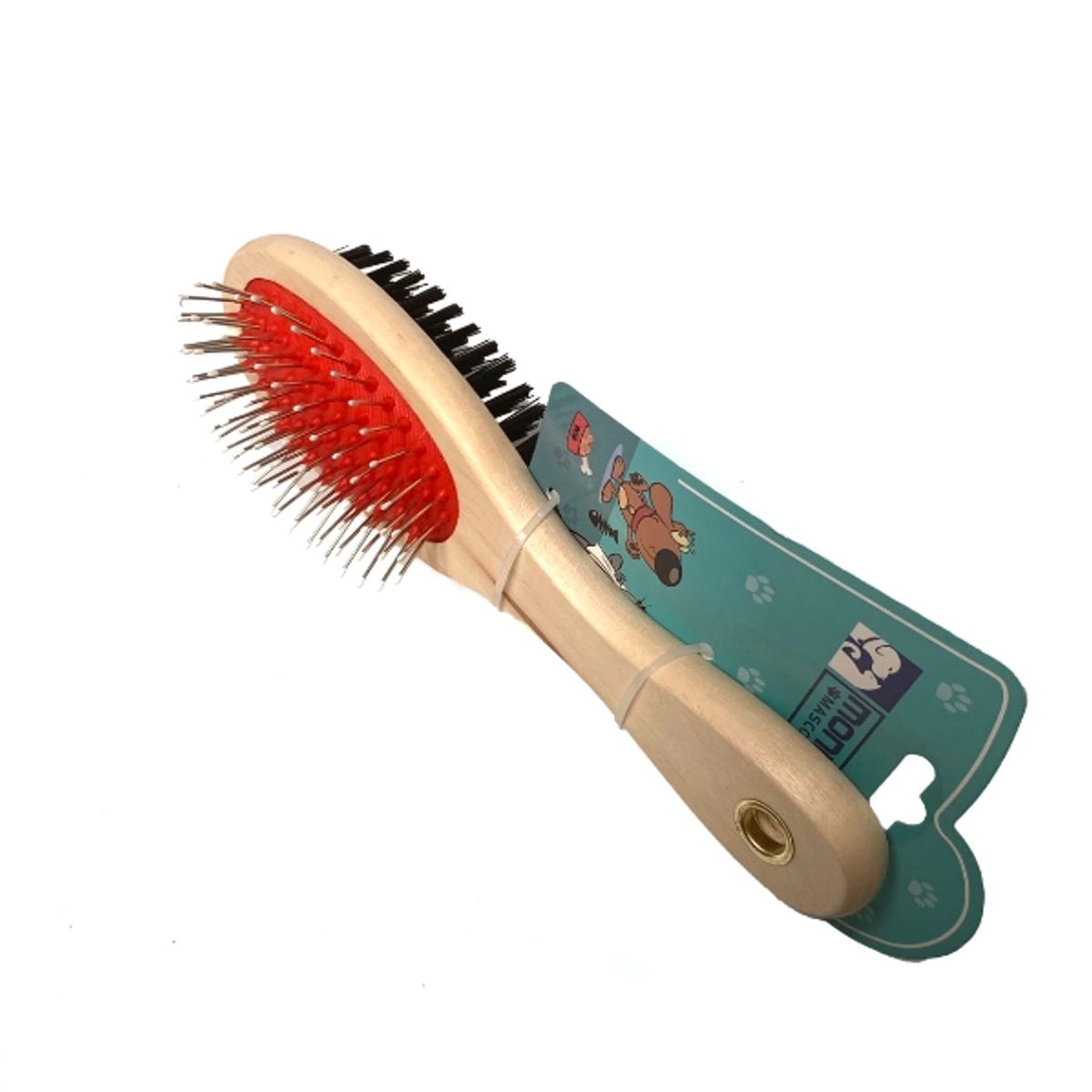 GENERICO - Cepillo Doble Madera Para Perros Mascotas