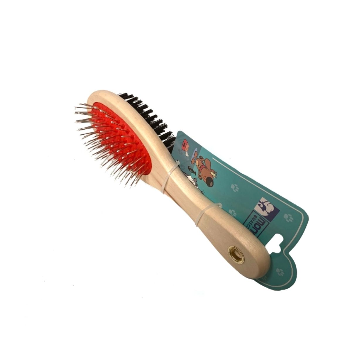 GENERICO - Cepillo Doble Madera Para Perros Mascotas