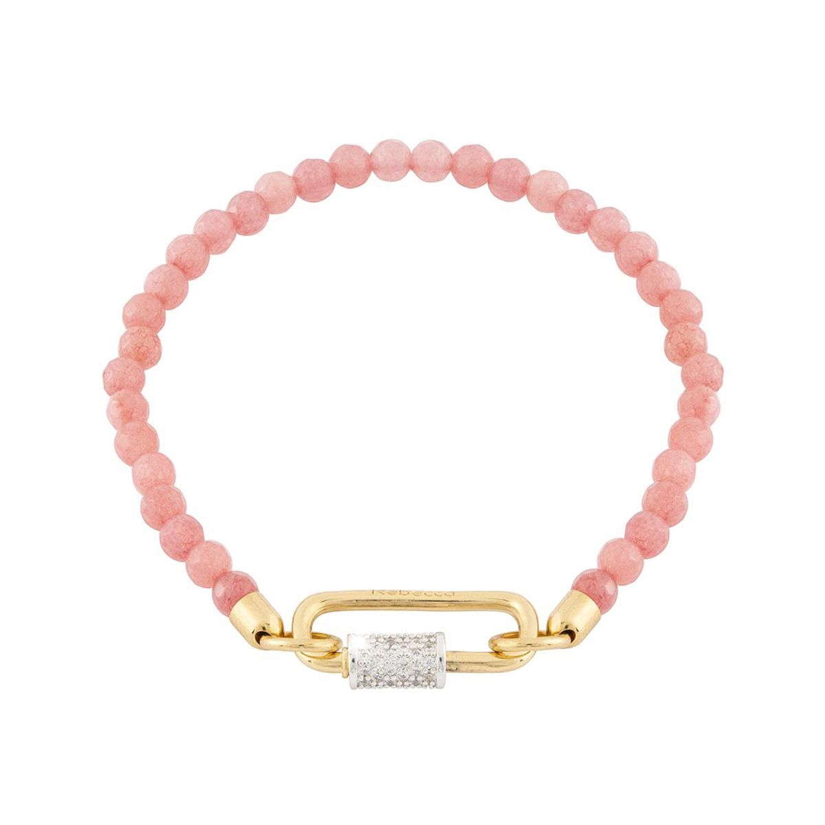 REBECCA CHILE - Pulsera de oro y piedras de jade rosadas modelo Palermo