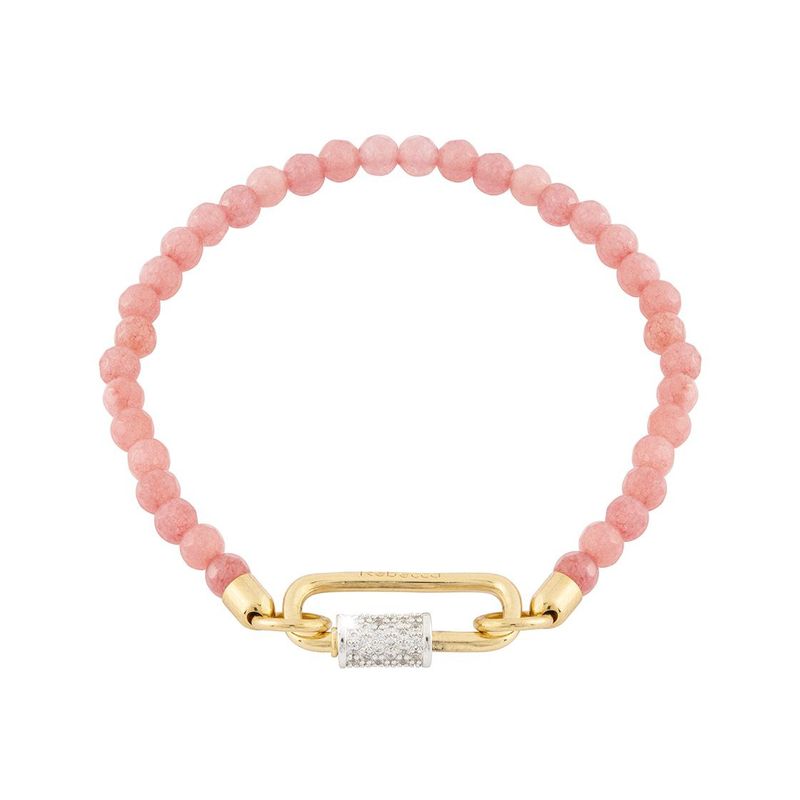 REBECCA CHILE - Pulsera de oro y piedras de jade rosadas modelo Palermo