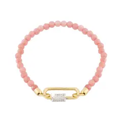 REBECCA CHILE - Pulsera de oro y piedras de jade rosadas modelo Palermo