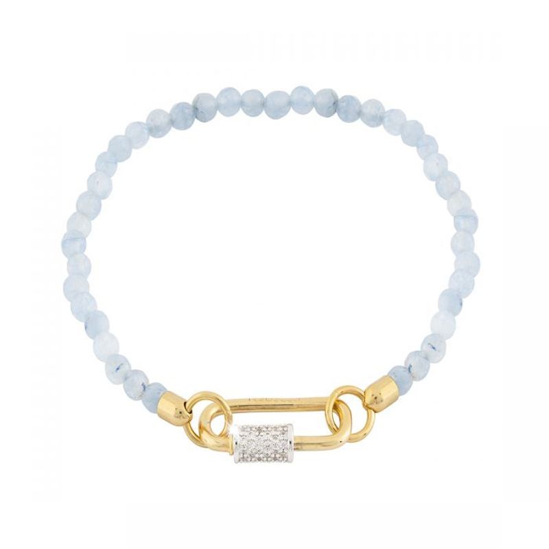 REBECCA CHILE - Pulsera de oro y piedras de jade celeste modelo Palermo