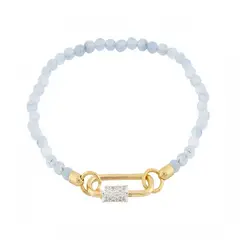 REBECCA CHILE - Pulsera de oro y piedras de jade celeste modelo Palermo