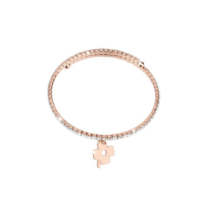 REBECCA CHILE - Pulsera de oro rosado y cristales modelo My World - Trébol