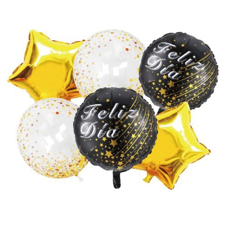 GENERICO - Globo Latex Diseño Estrella Redondo Color Amarillo Negro