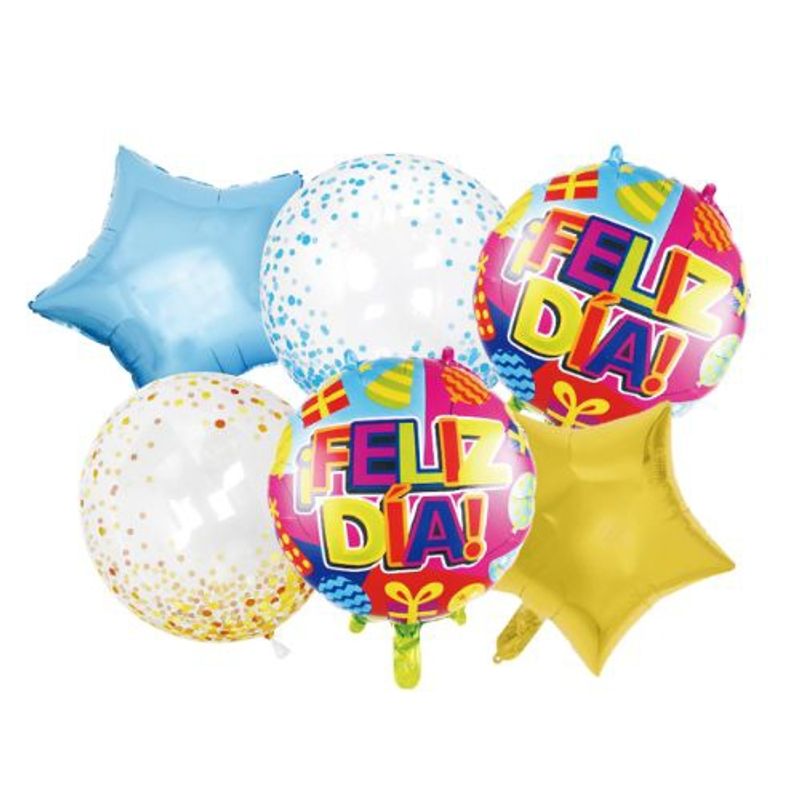 GENERICO - Globo Latex Diseño Estrella Redondo Color Amarillo Celeste