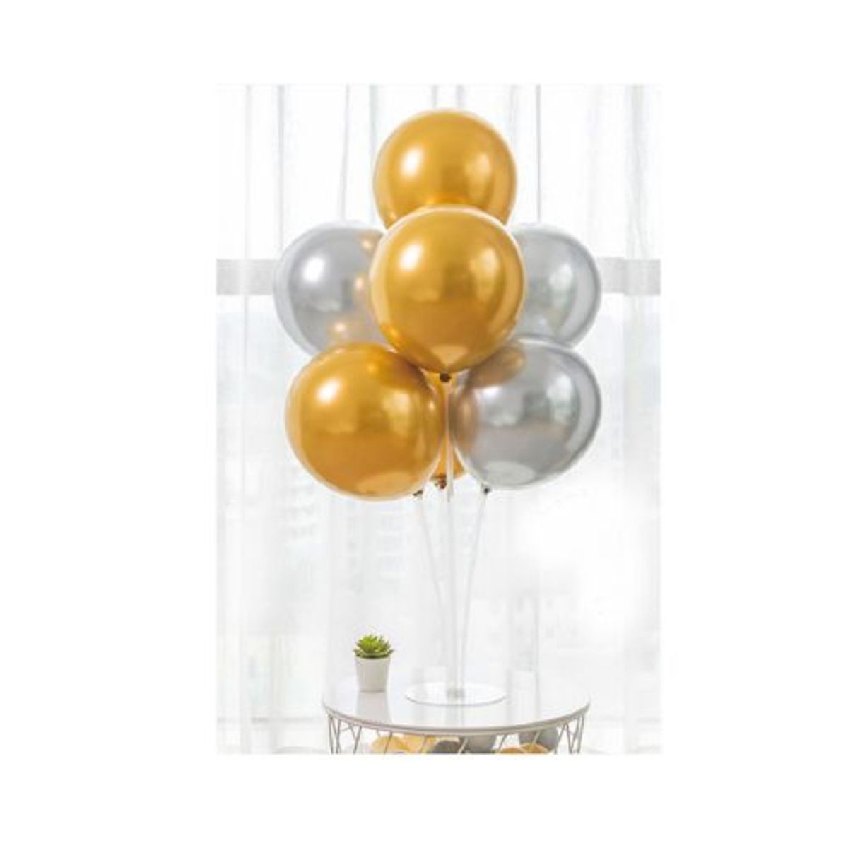GENERICO - Globos De Mesa Latex Redondo Color Dorado Gris