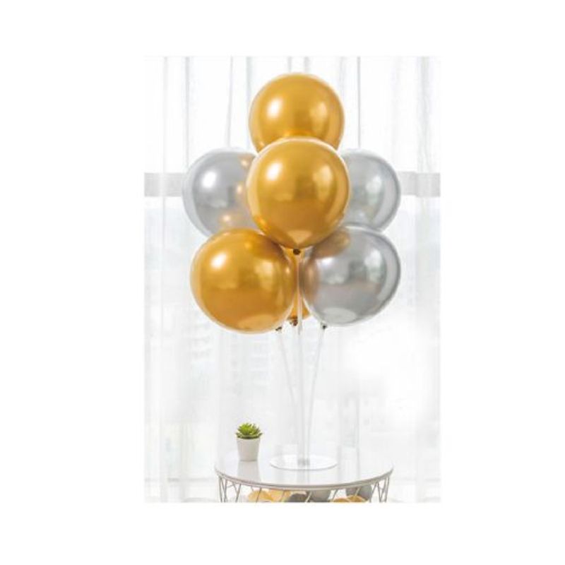 GENERICO - Globos De Mesa Latex Redondo Color Dorado Gris