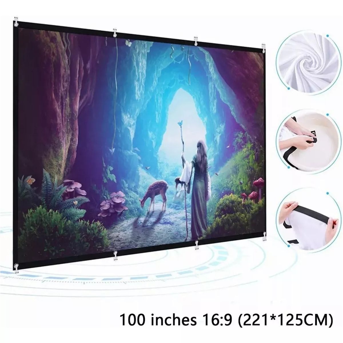 EDWINAYY - Cortina Para Proyector De 100 Pulgadas