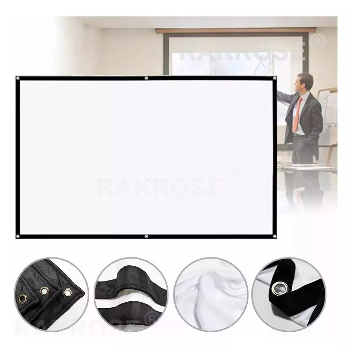 EDWINAYY - Cortina Para Proyector De 100 Pulgadas