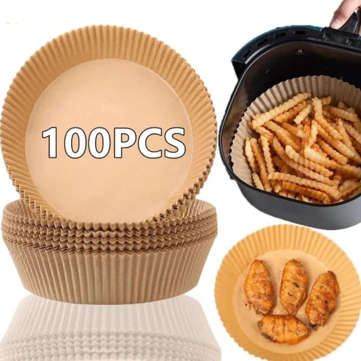 GENERICO - Protector AIRFRYER Forro Papel Antiadherente Freidora 100UND