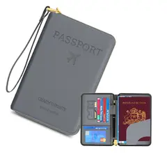 AIZO - Porta Pasaporte Documentos Funda Protectora Viaje Con Rfid