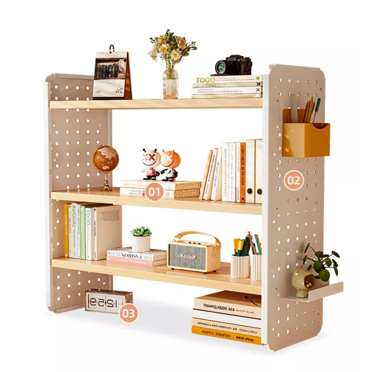 IRM - Organizador De Escritorio Metálica Con Repisa Con Bandeja