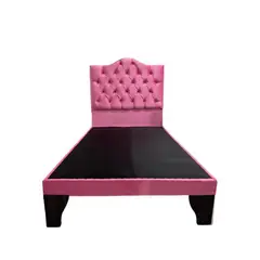 FLOBAL - Cama Plaza y Media Rosa Incluye Base y Respaldo