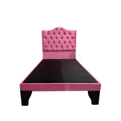 FLOBAL - Cama 1,5 Plazas Ovalado, Incluye Base + Respaldo Rosa
