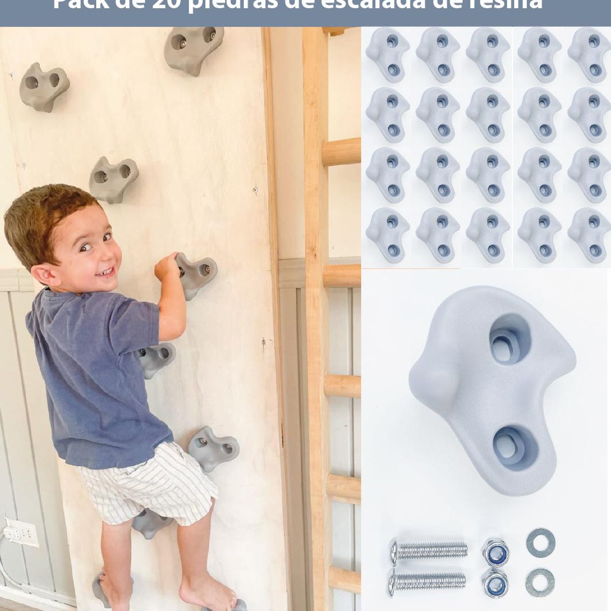 BLOKIDS - Pack de 20 presas piedras de escalada de resina con pernos