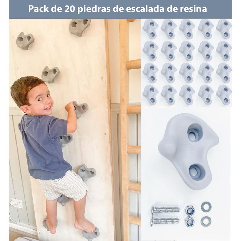 BLOKIDS - Pack de 20 presas piedras de escalada de resina con pernos