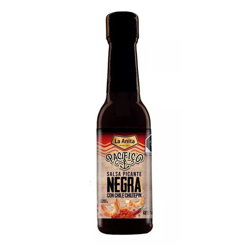 LA ANITA - Aji Salsa Picante Negra Con Chile Chiltepin La Anita 150ml