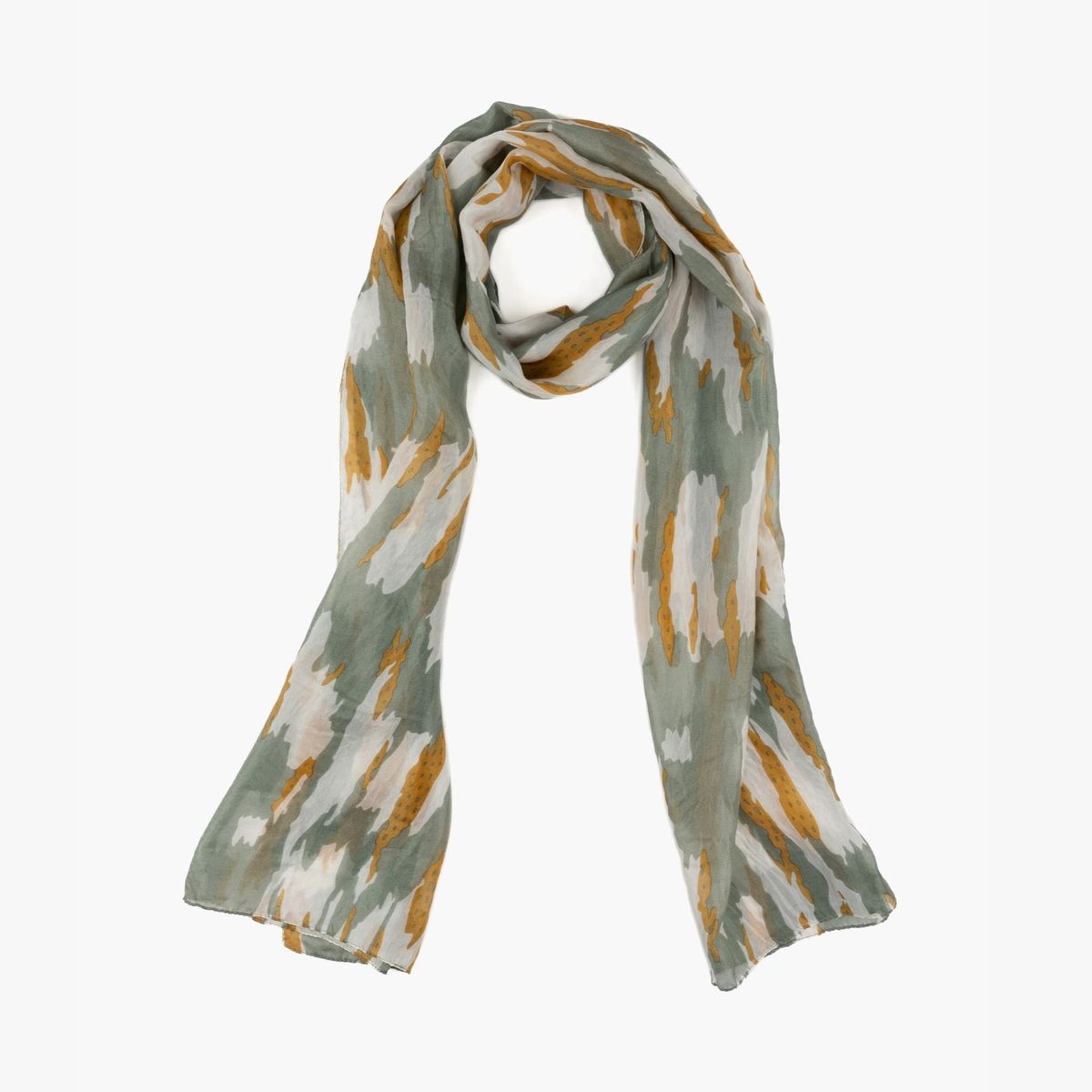 LOUNGE - Estola Mujer Seda Manchas Verde