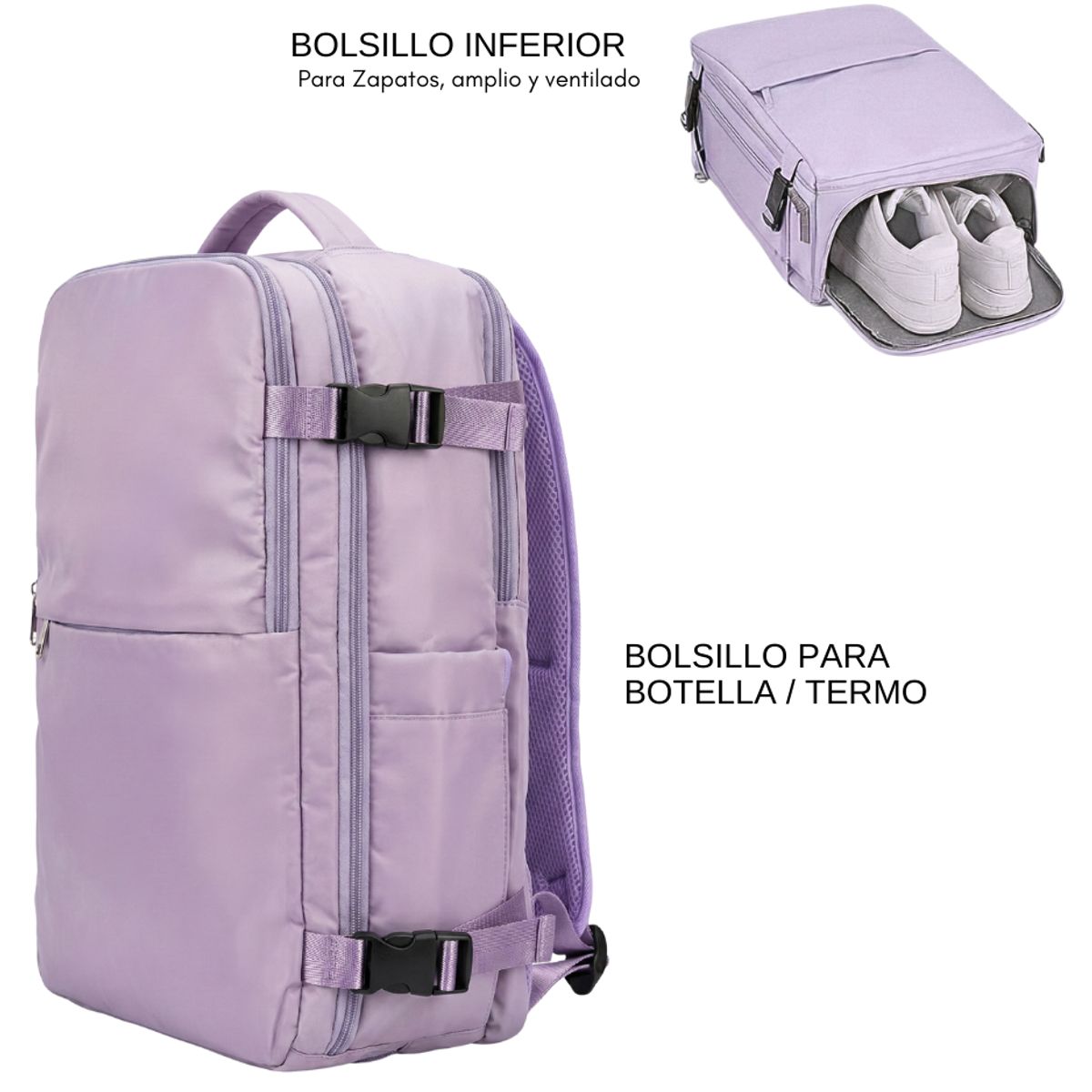 GENERICO - Mochila Cabina Bolso Mujer Viaje Avion 20lt Puerto Usb Utazo