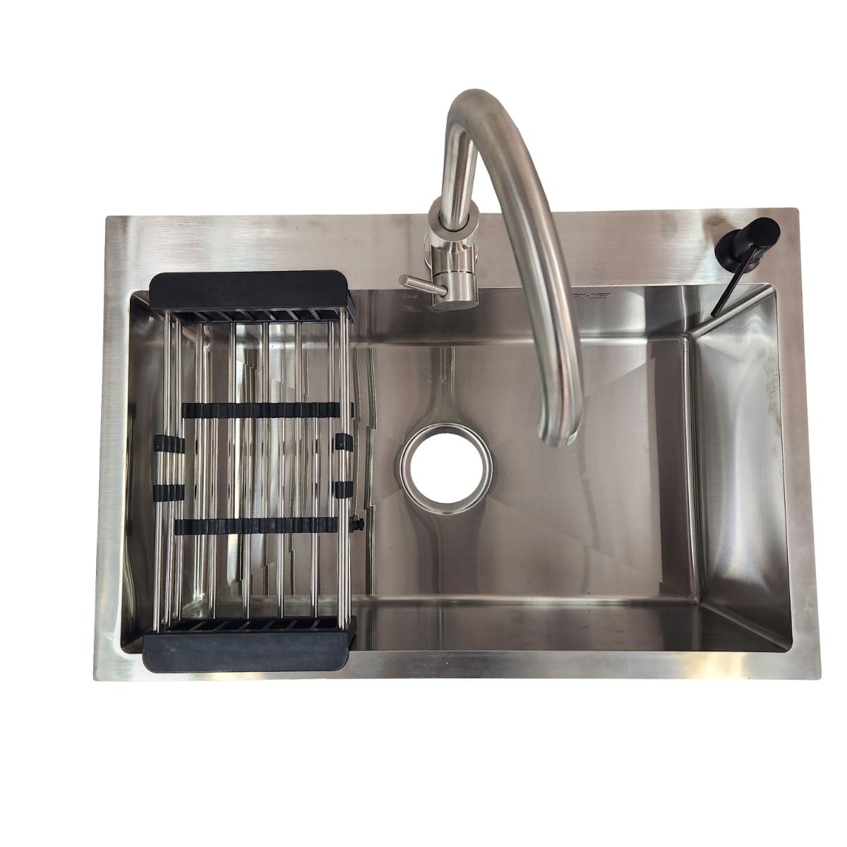 GENERICO - LAVAPLATOS 68x45 SILVER + LLAVE + REJILLA + DISPENSADOR