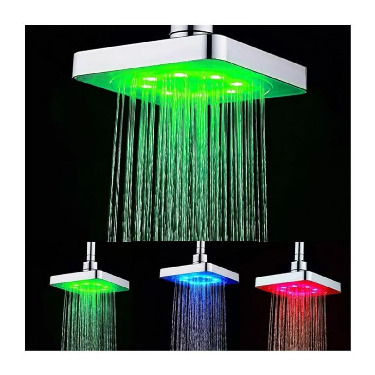 GENERICO - Cabezal De Ducha Led Duchas Cuadradas Luz Rgb Colores