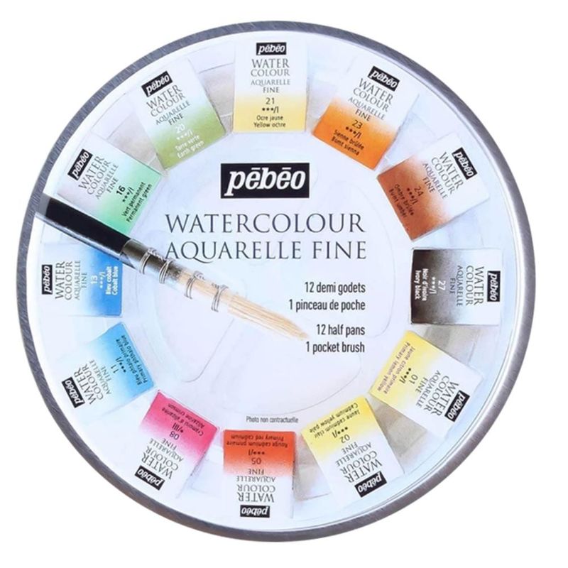 PEBEO - Acuarela en Pastillas Pebeo Aquarelle Fine Set 12 Colores