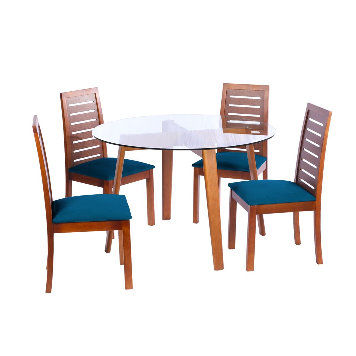 LATAM HOME - JUEGO DE COMEDOR VALENCIA STENERIFE TELA AZUL PETROLEO