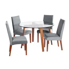 LATAM HOME - JUEGO DE COMEDOR VALENCIA SCADIZ TELA GRIS