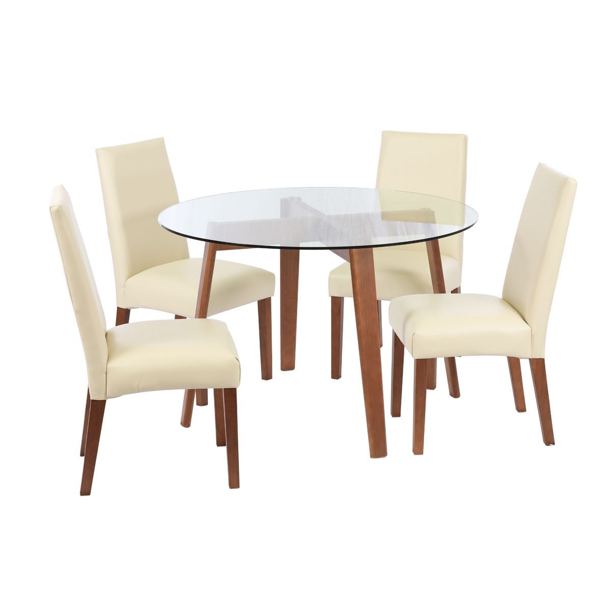 LATAM HOME - Juego de Comedor Valencia Silla Cadiz PU Beige