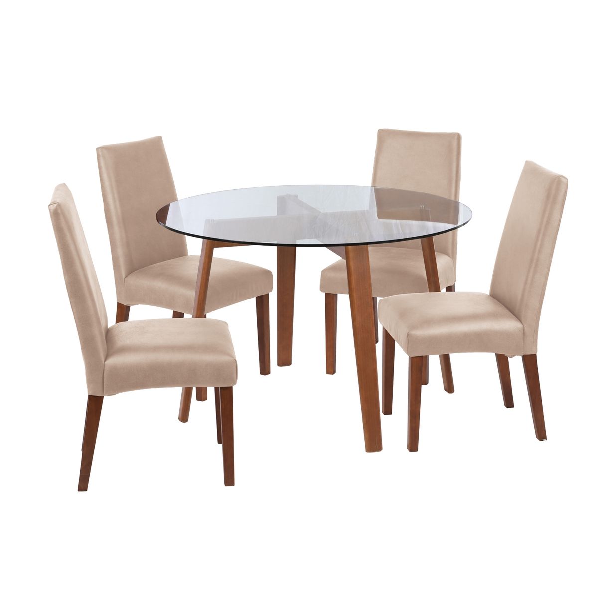 LATAM HOME - JUEGO DE COMEDOR VALENCIA SCADIZ CUERO BEIGE