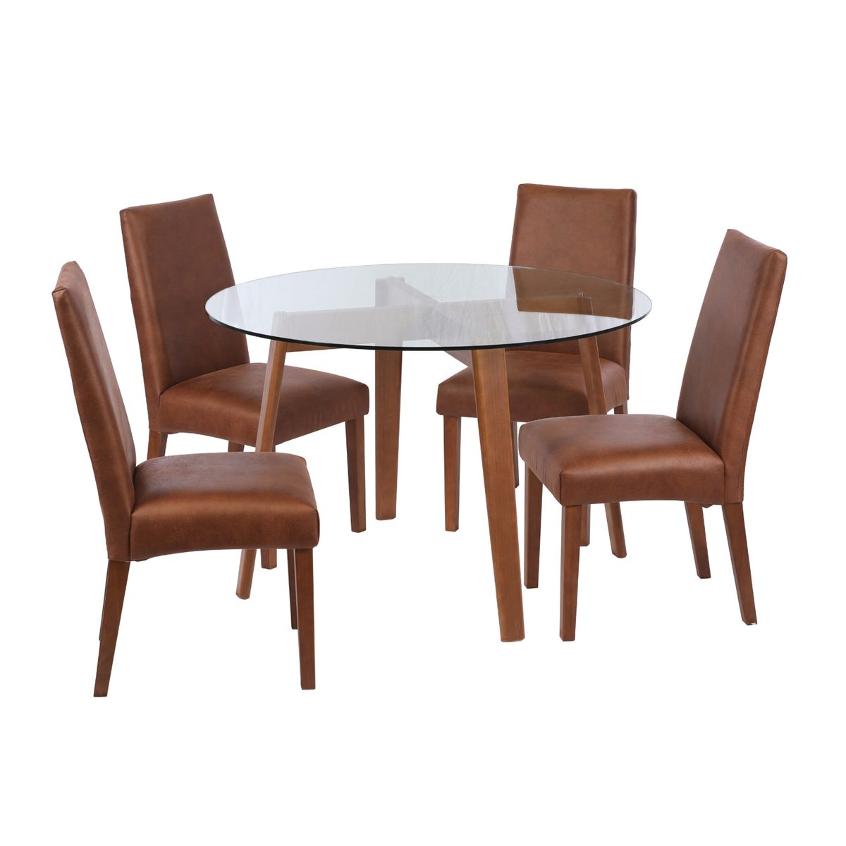 LATAM HOME - JUEGO DE COMEDOR VALENCIA SCADIZ CUERO CAFE MORO
