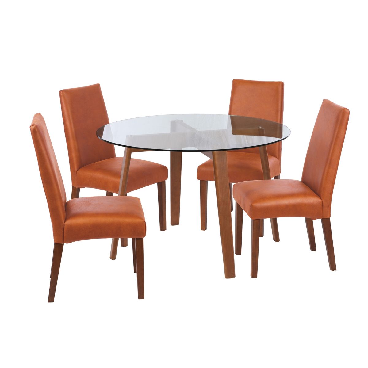 LATAM HOME - JUEGO DE COMEDOR VALENCIA SCADIZ CUERO CAFÉ CLARO