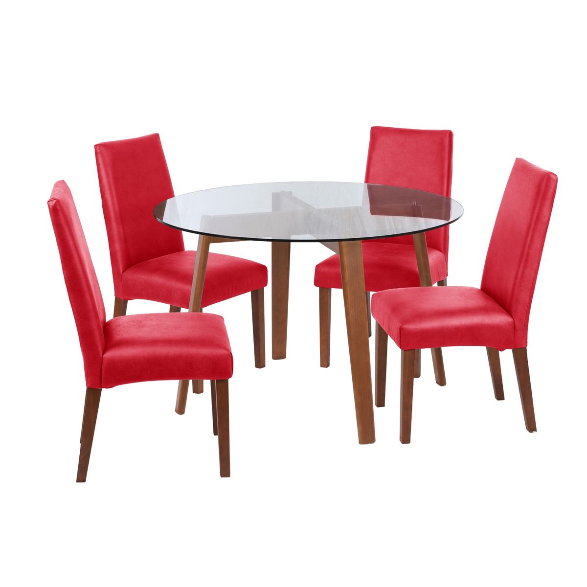 LATAM HOME - JUEGO DE COMEDOR VALENCIA SCADIZ CUERO ROJO