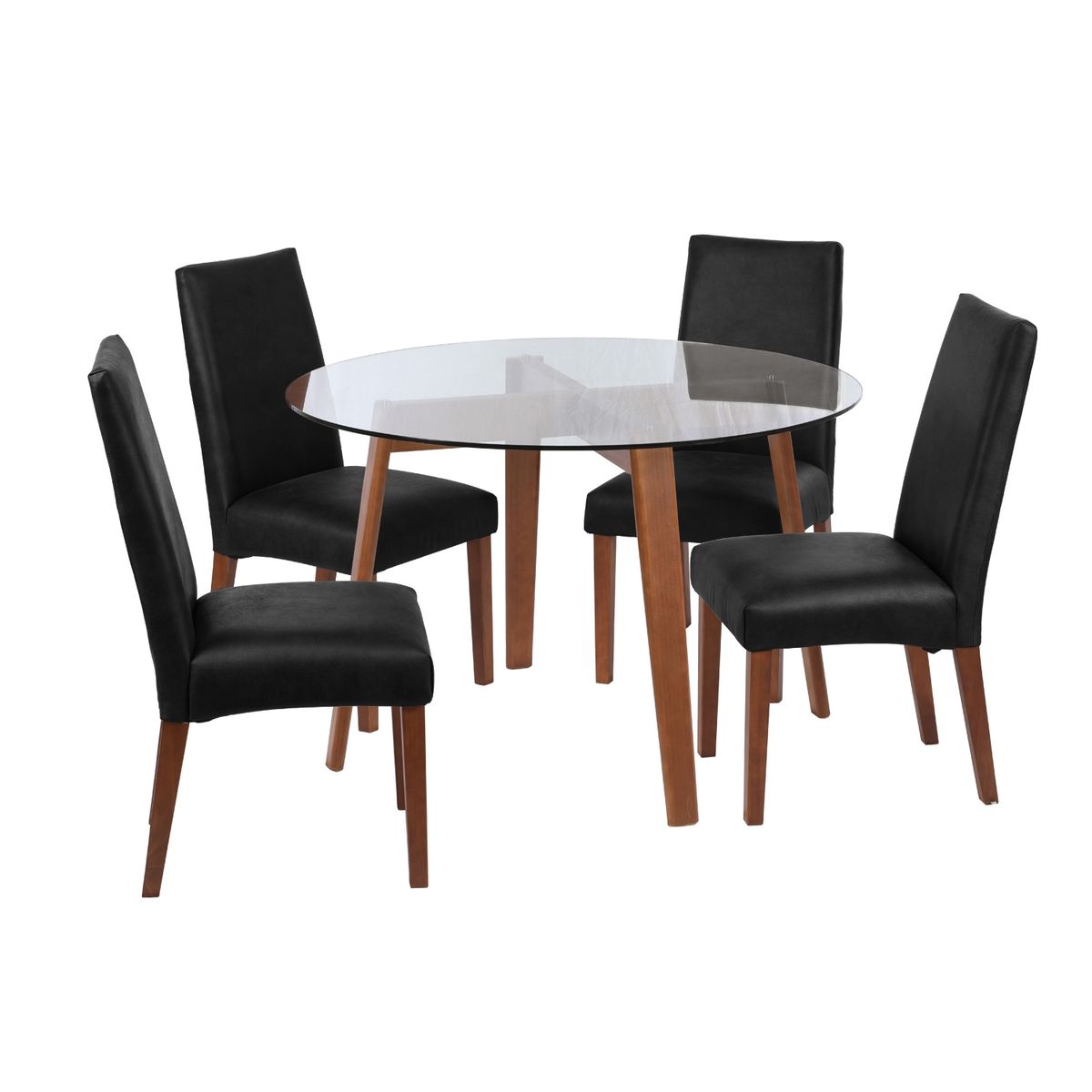 LATAM HOME - JUEGO DE COMEDOR VALENCIA SCADIZ CUERO NEGRO