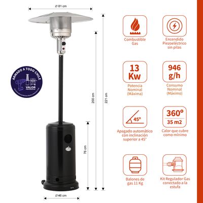 Imagen 2 del producto Estufa a Gas Exterior Terraza SETAX Negra