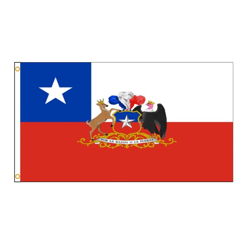 GENERICO - Bandera de Chile Escudo de 150cm x 90cm