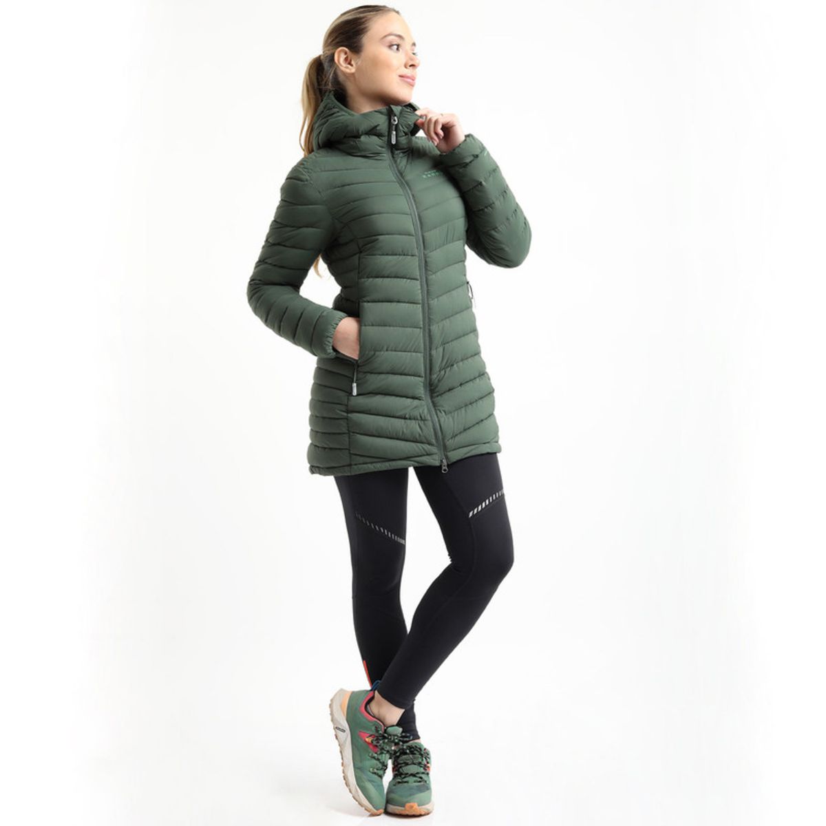 KANNU - Parka Insulada Larga Cisnes Mujer Verde KANNU