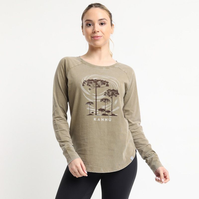 KANNU - Polera Lifestyle Diseño Mujer Verde Musgo KANNU