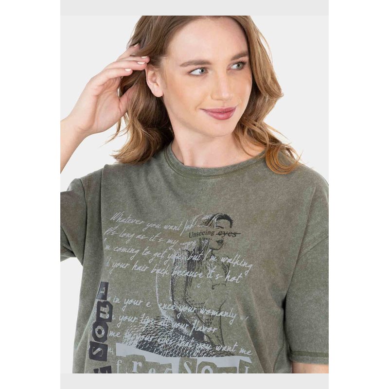 MAUI AND SONS - Polera Ariel T-Shirt Verde Mujer Maui And Sons