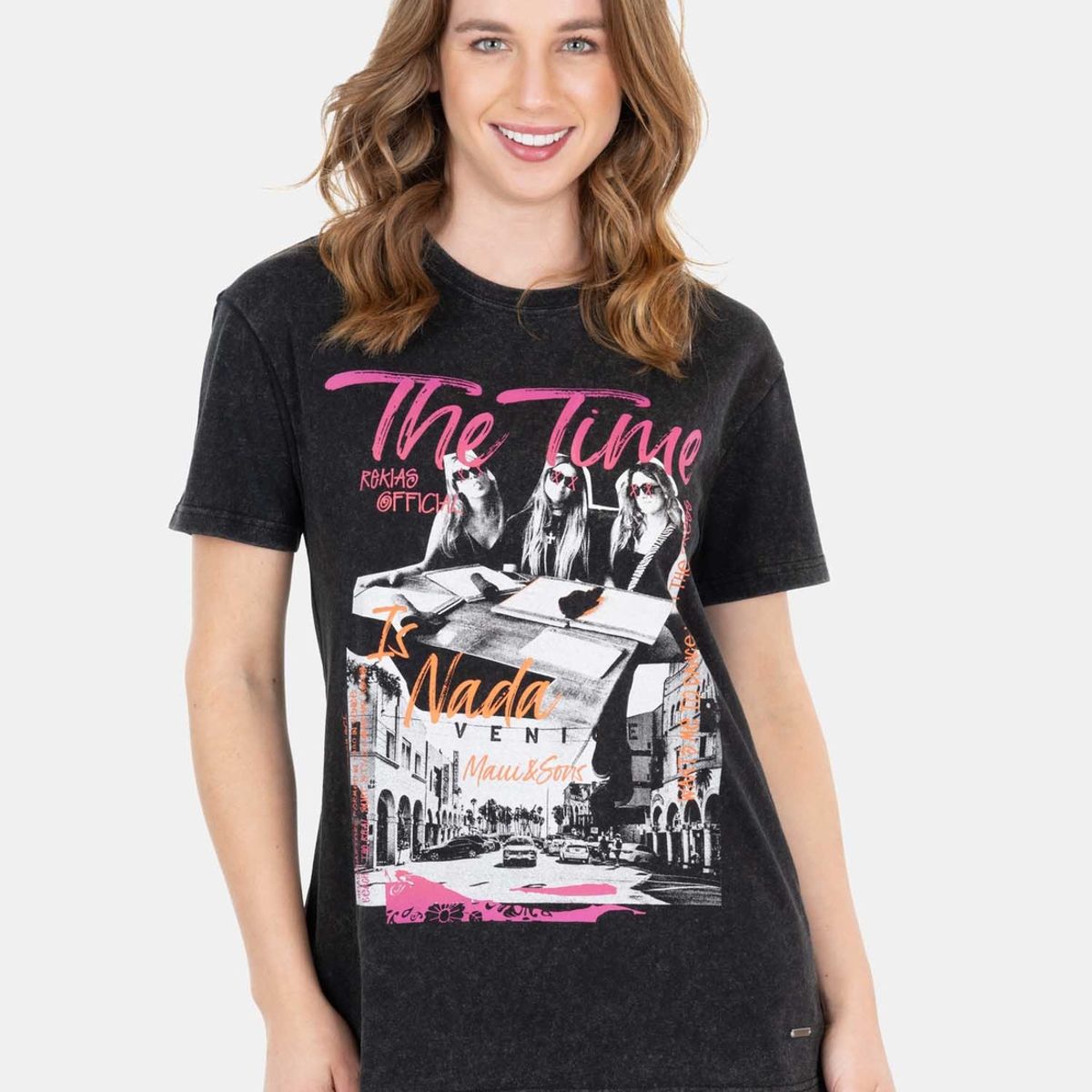 MAUI AND SONS - Polera Rekia T-Shirt Negro Mujer Maui And Sons