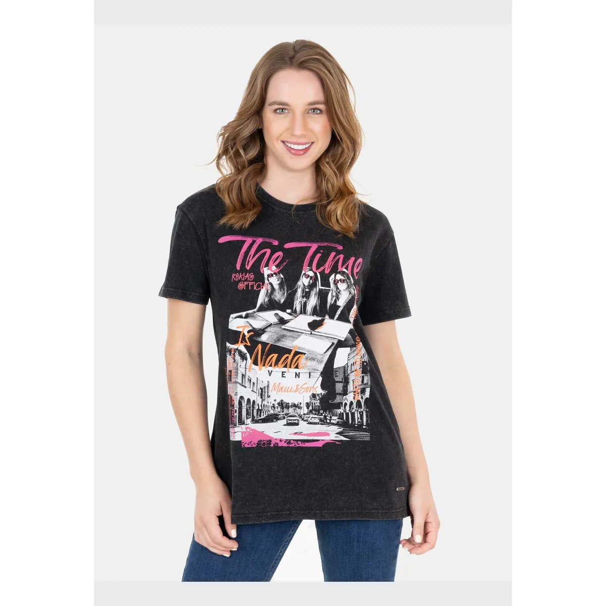 MAUI AND SONS - Polera Rekia T-Shirt Negro Mujer Maui And Sons