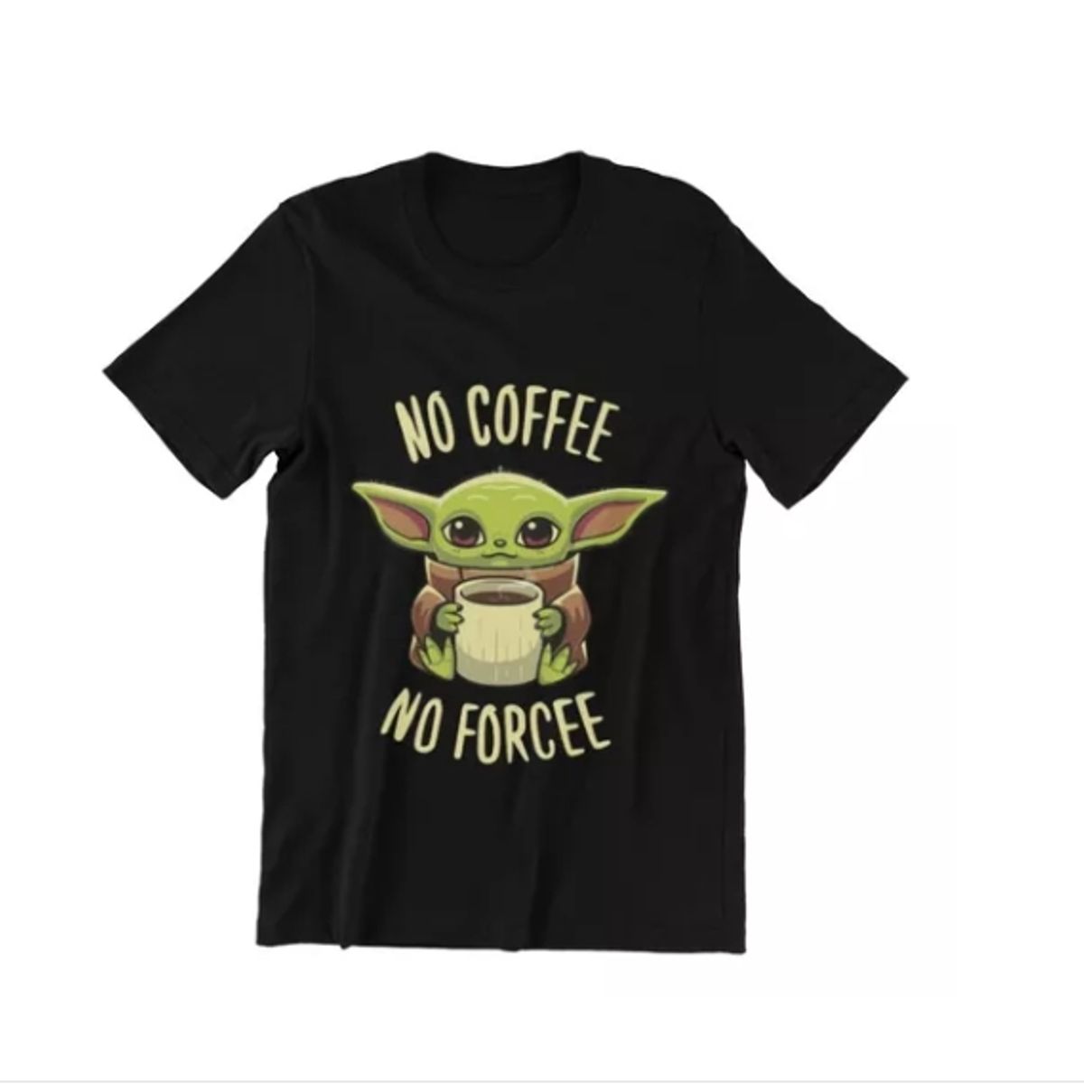 GENERICO - Polera Unisex Baby Yoda Mandalorian Cafe Estampado Algodon