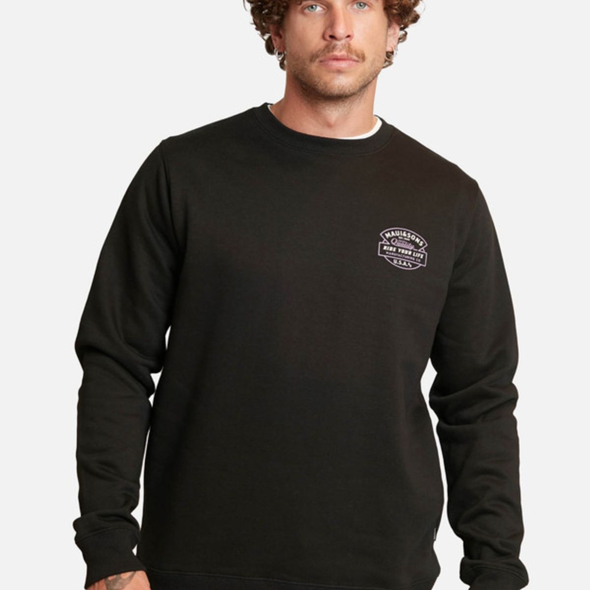 MAUI AND SONS - Poleron Ride You Life 1980 Crew Negro Maui And Sons