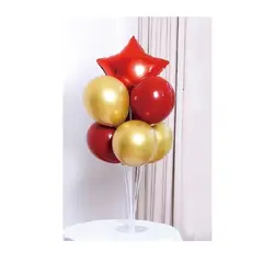 GENERICO - Globos De Mesa Latex Redondo Estrella Color Rojo Dorado