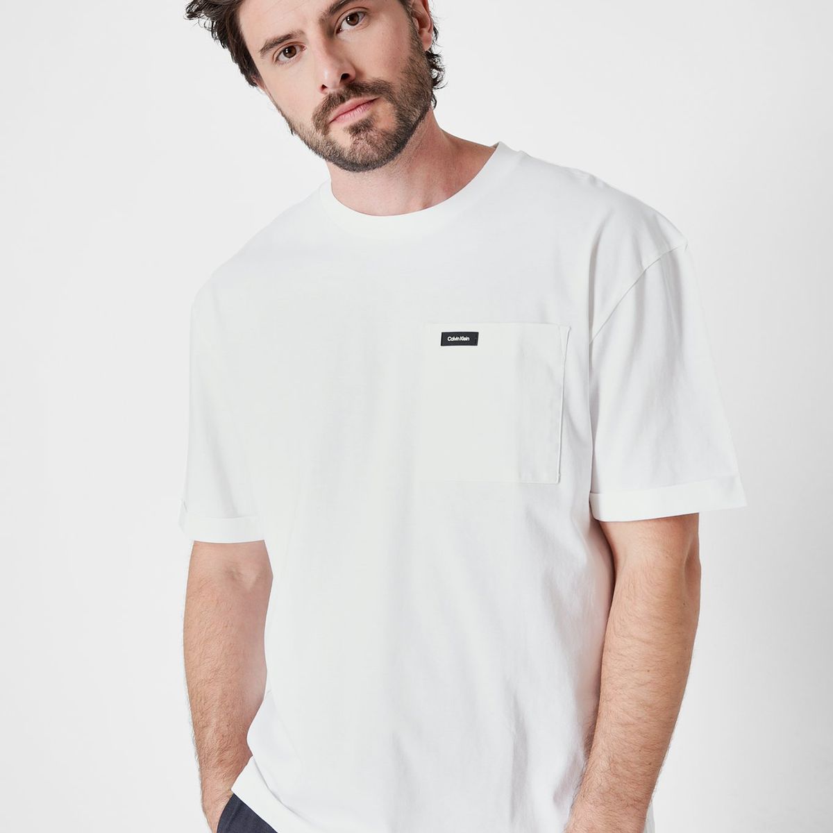 CALVIN KLEIN - Polera Comfort Pocket  Blanco Calvin Klein
