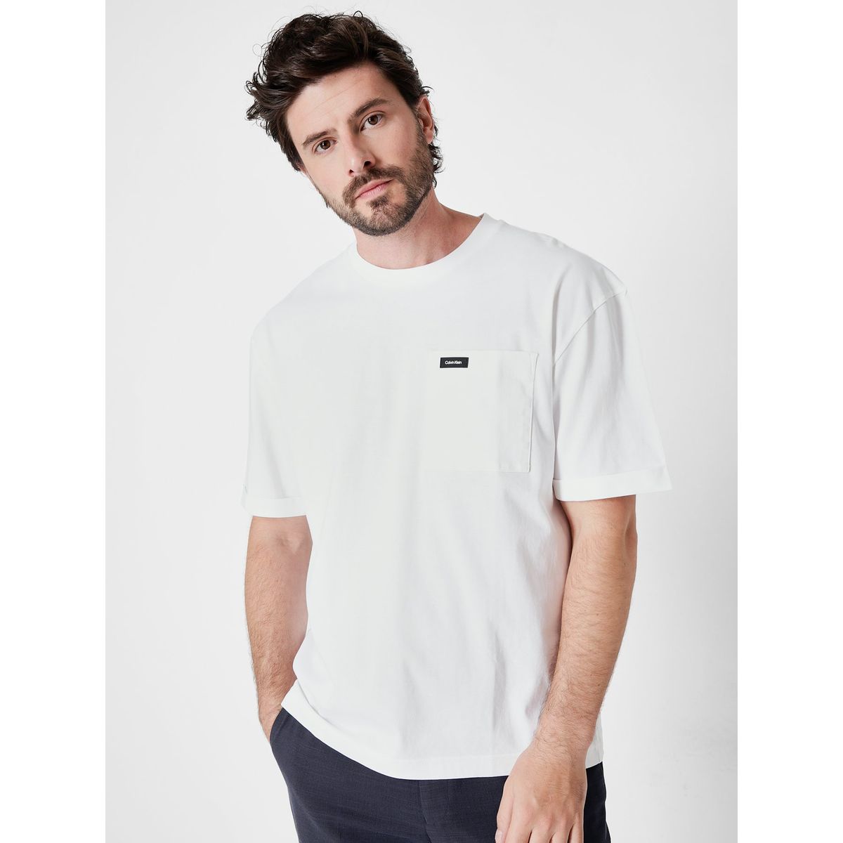 CALVIN KLEIN - Polera Comfort Pocket  Blanco Calvin Klein